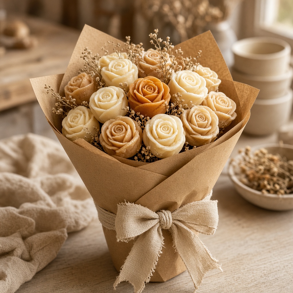 Bouquet de velas en forma de rosa
