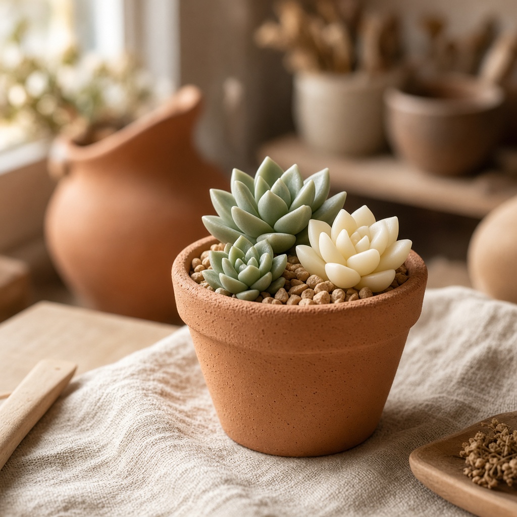 Velas con forma de suculentas